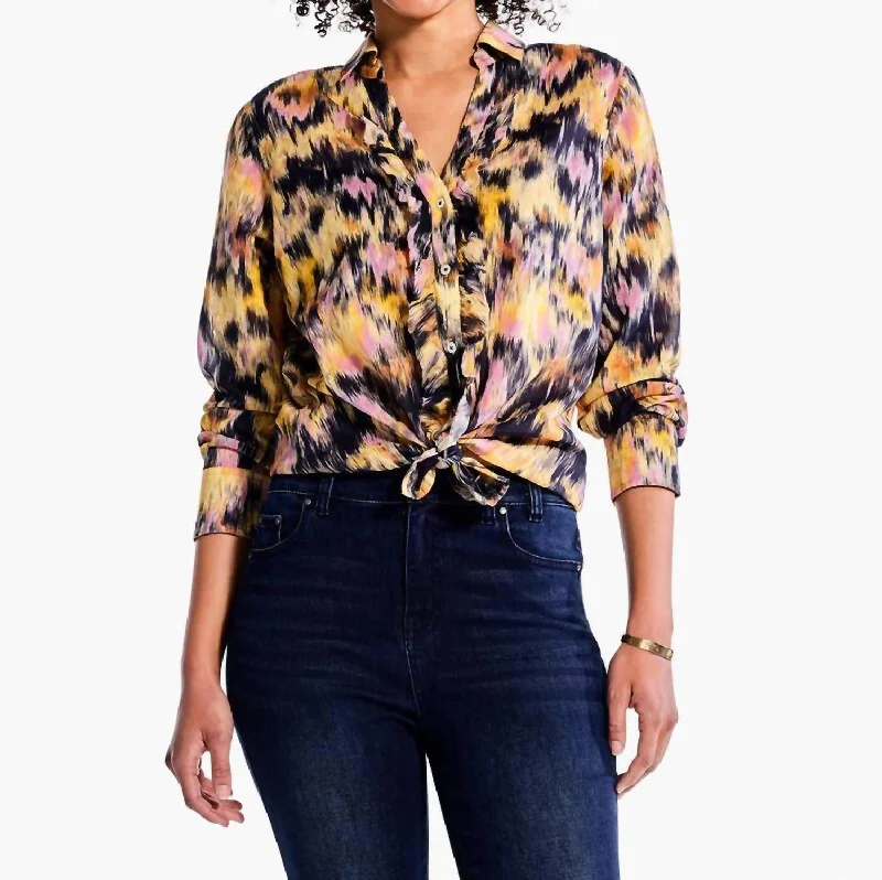 Women's Fashion Clothing Dreamy Refined Ruffle Shirt In Yellow Multi