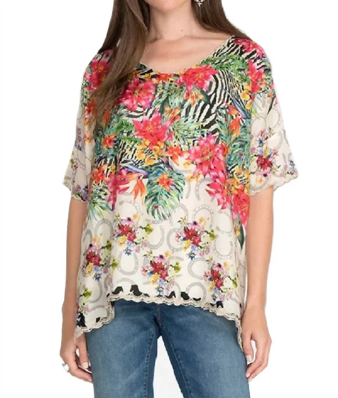 Comfortable Clothes Seabiscuit Shiloh Top In Multi