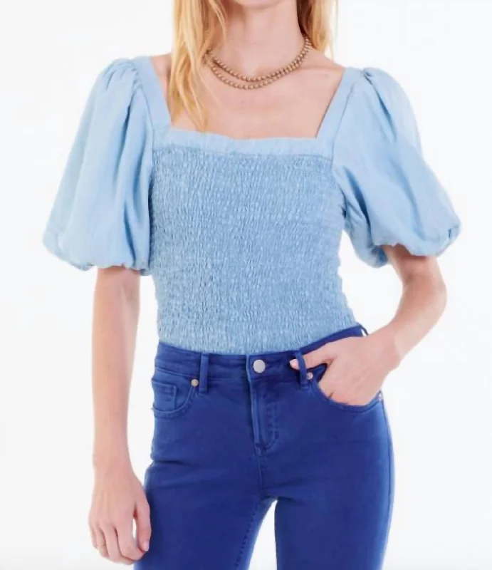 Clothing Sales Peighton Smocked Top In Blue