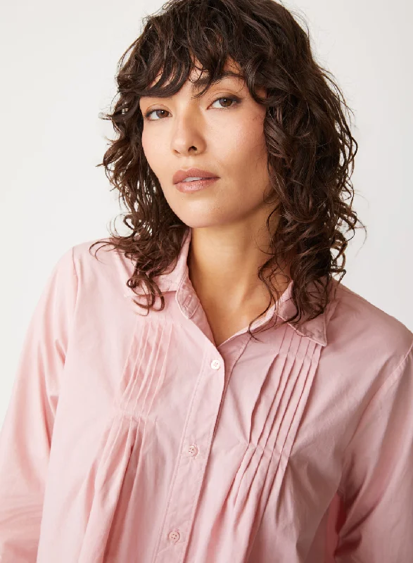 Flash Sale Event Structured Poplin Pintuck Shirt in Chalk Pink