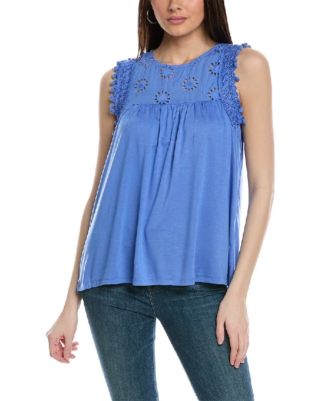 Chic Casual Style Rain + Rose Eyelet Top