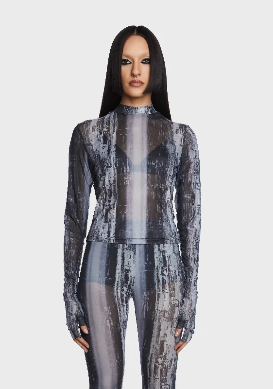 Clothes Women Post Apocalyptic Techwear Mesh Shirt