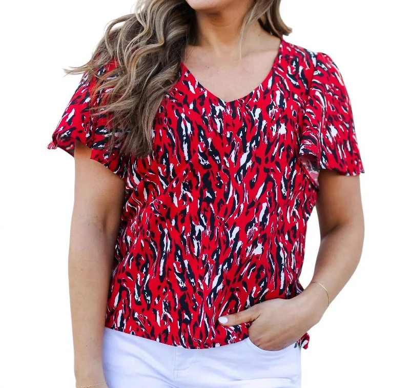 Athleisure Wear Special Offer Paisley Tiger Tail Top In Red/black