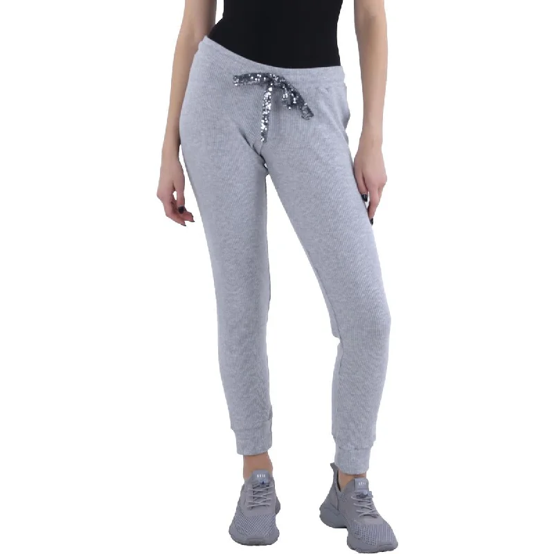 Bid Farewell To The Old Season Womens Sequin Drawstring Sweatpants