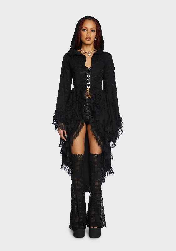 Best Online Boutiques Mess Of Me Distressed Duster - Black