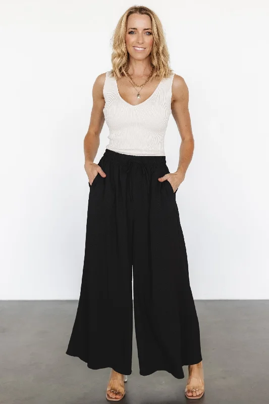 Boho Chic Fashion Florence Textured Pants | Black