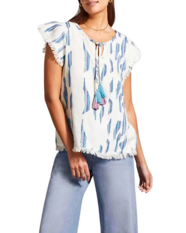 Casual and Comfortable Outfits Fringed Tassel Tie Cotton Top In Capri