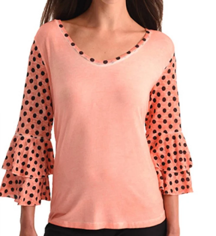 New Season Fashion Preview Polkadot Sleeve Top In Peach