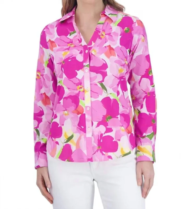 Don't Miss Out Mary No Iron Shirt In Large Floral