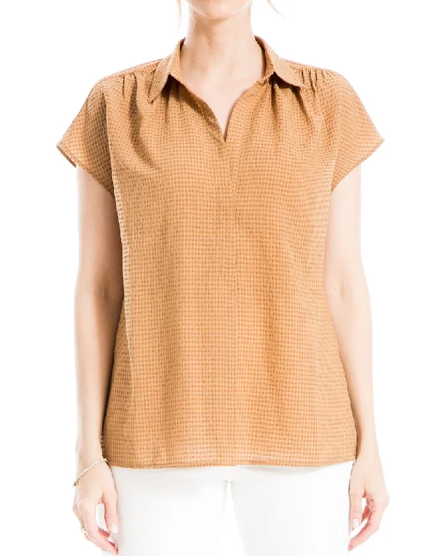 Latest Trends Max Studio Texture Collar Top