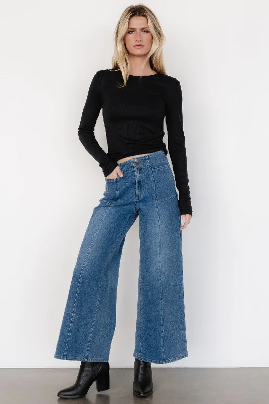 Clothing Sales Emmi Mid Rise Wide Leg Jeans | Dark Wash