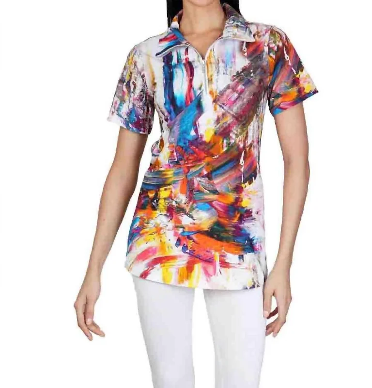 Graceful Fashion Ruby Zippered Top In Multi