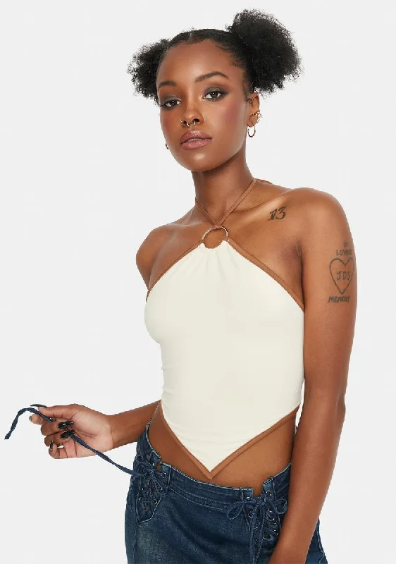 Flash Sales Mocha On Top Contrast Trim Halter