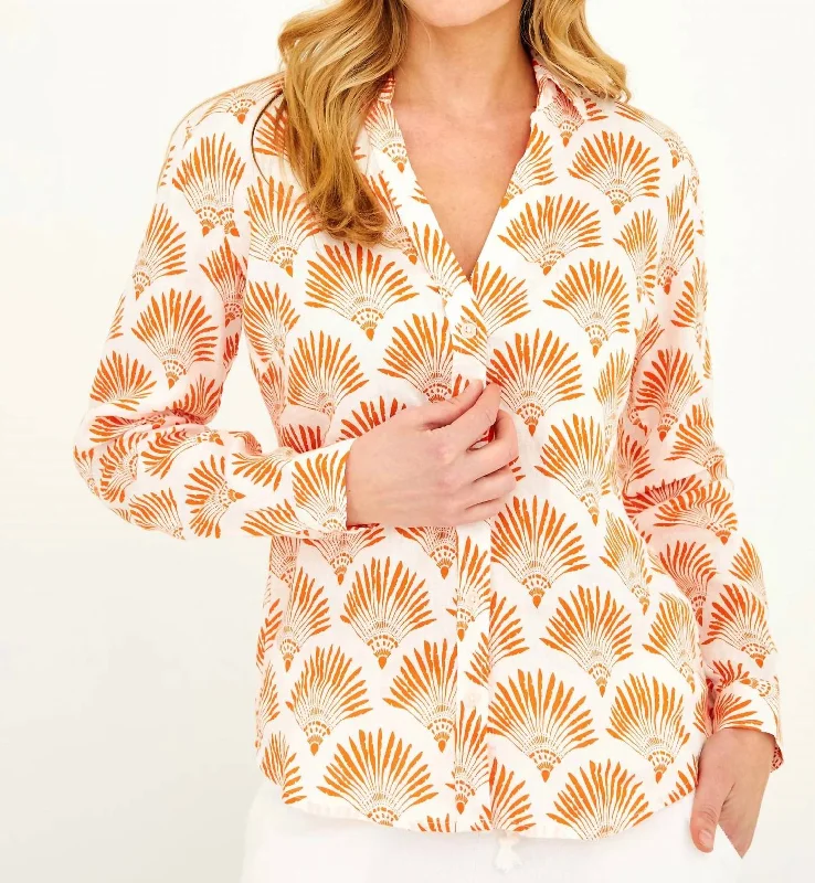 Trendsetting Threads Twig Linen Shirt In Dominica Fan Print