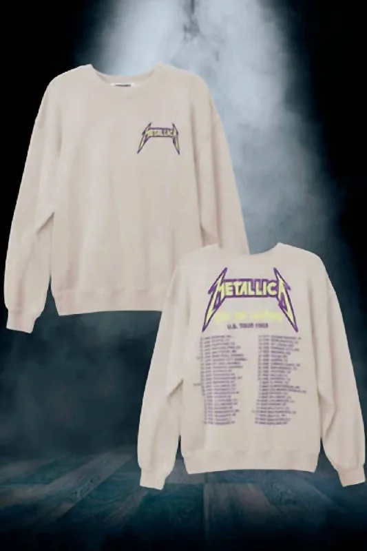 Get The Latest Trends Women's Metallica Ride The Lightning Bf Crew In White