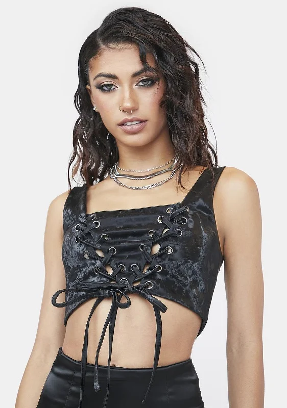 Clothing Store Bold Nights Lace Up Top