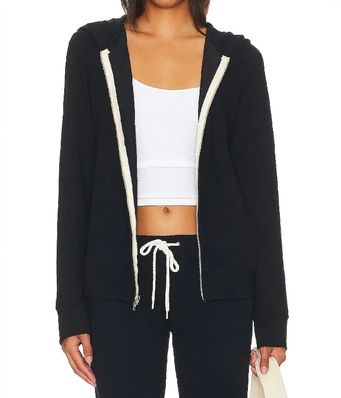 Chic & Cozy Collection Zip Up Hoody In Blue Black