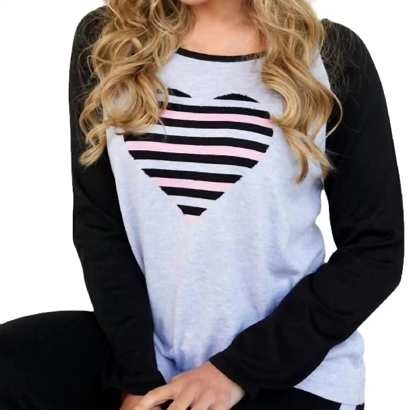 Holiday Glam Baseball Crew Neck Top In Frost