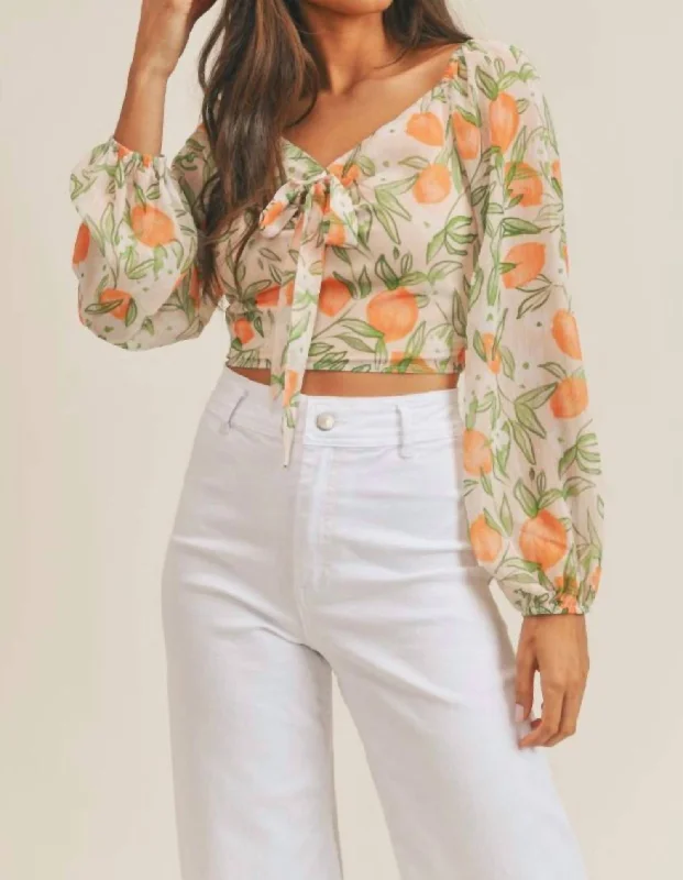 Chic Women's Outfit Ideas Garden Top In Tangerine Multi