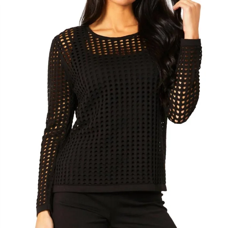 Sales For Clothes Crochet Crew Neck Top In Black