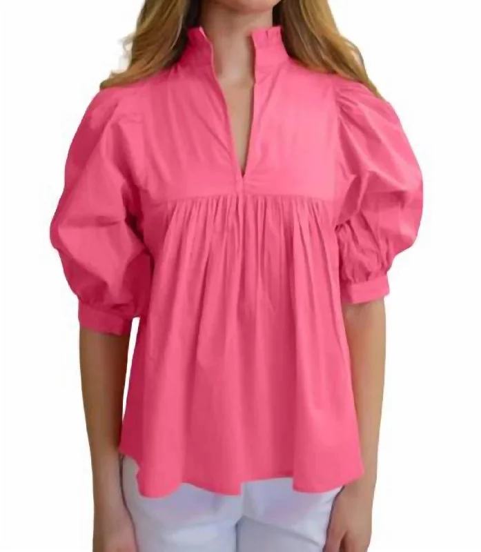 Trendsetting Threads Women's High Neck Top In Hot Pink