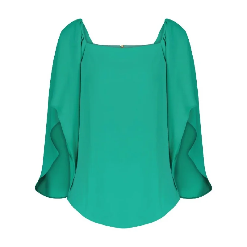 Versatile Wardrobe Essentials Frances 3/4 Sleeve Top In Billard Green