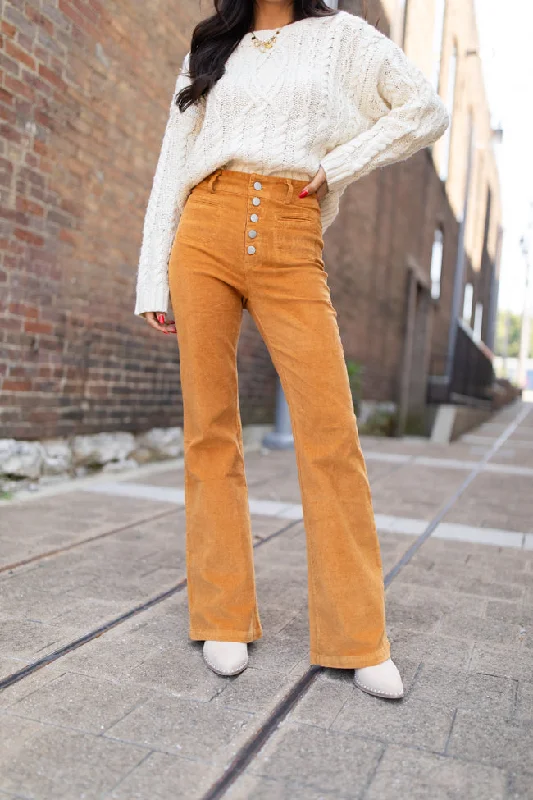 Women's Clothes for All-Day Comfort and Style I Can't Forget Camel Button Fly Corduroy Pants FINAL SALE