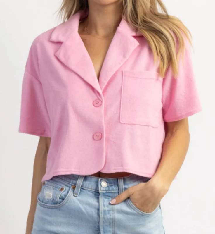 Trend Alert Oh Pool Boy Terrycloth Top In Pink