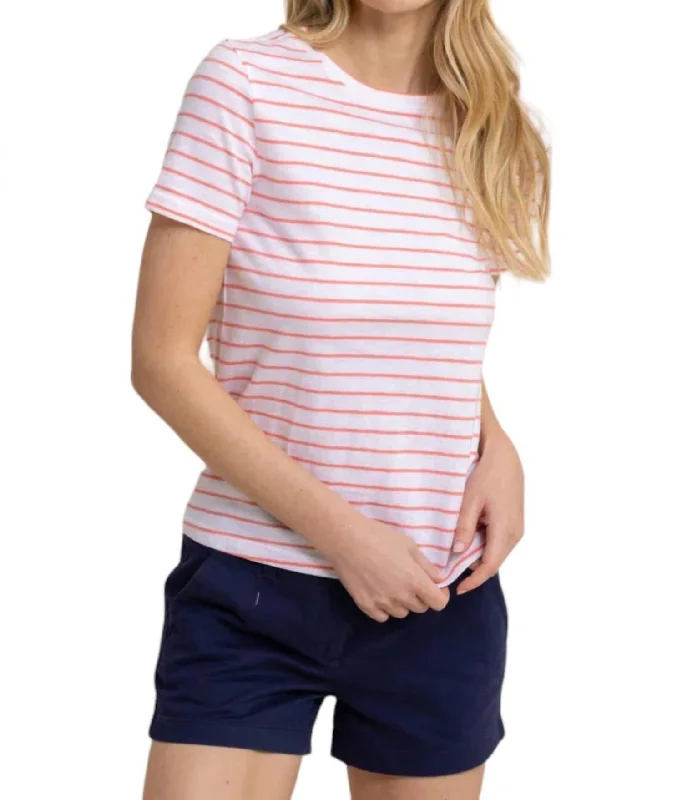 Boho Chic Fashion Sun Farer Stripe Shirt In Conch Shell