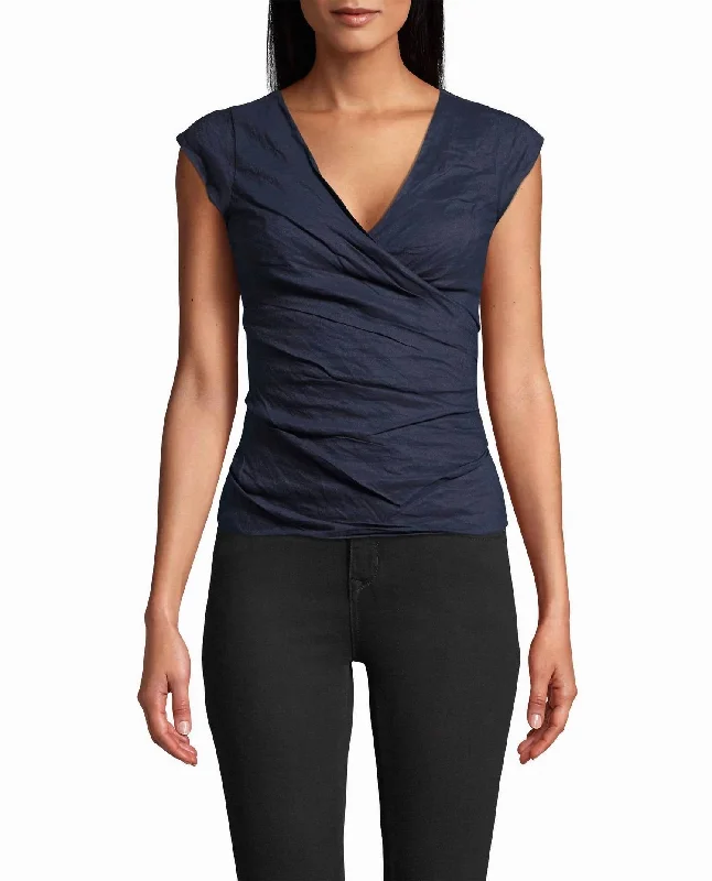 Stylish Basics Cotton Metal Logan Top In Navy