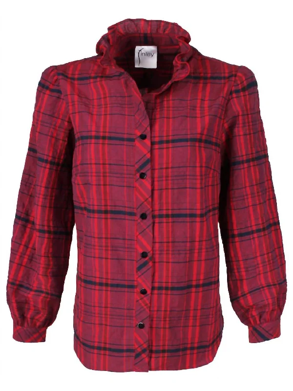 Vintage Fashion Mystie Plaid Shirt In Cranberry