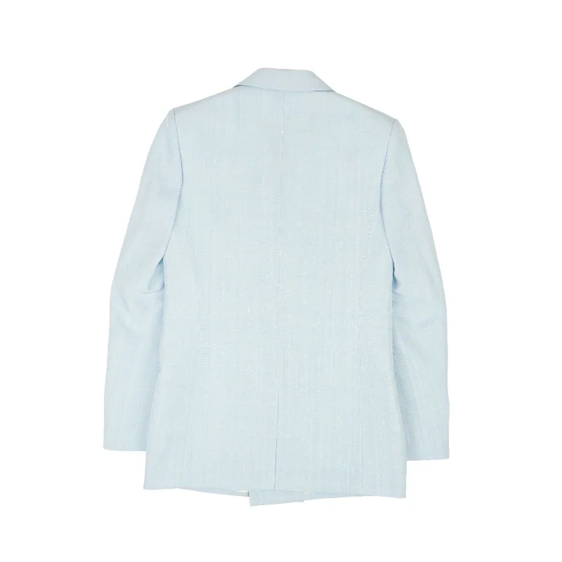 Bold Fashion Light Blue Viscose Double-Breasted Blazer