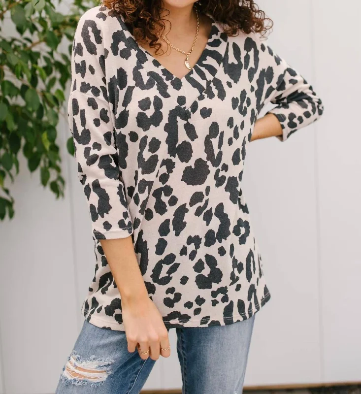 Trendy Aesthetics Take A Risk Top In Beige/leopard