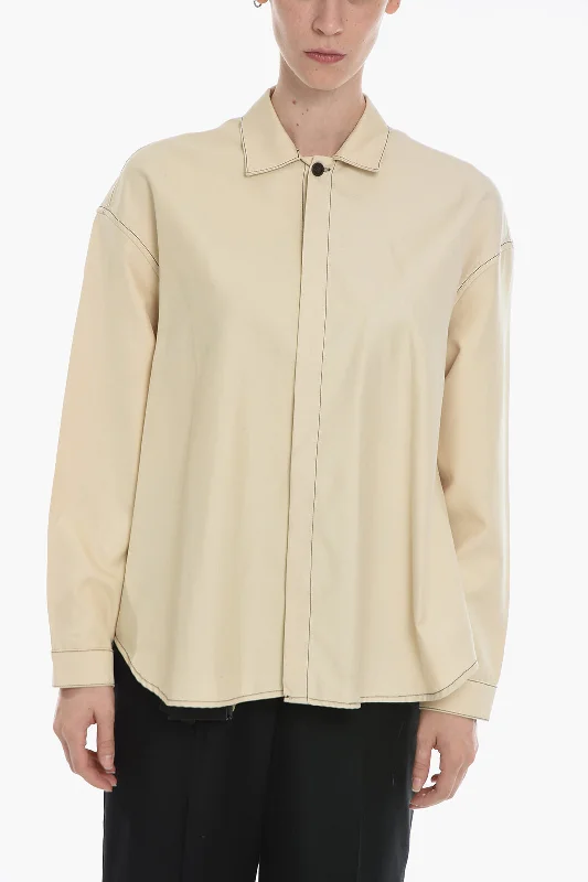 Elegant Style SUNNEI Contrasting Stitching Shirt with Concealed Buttoning