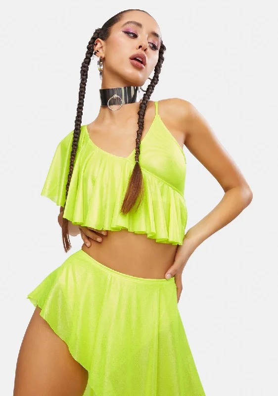 Flash Sale Starts Electric Chapel Mesh Ruffle Top