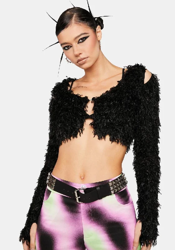 City Fashion Fuzz Cut Out Top