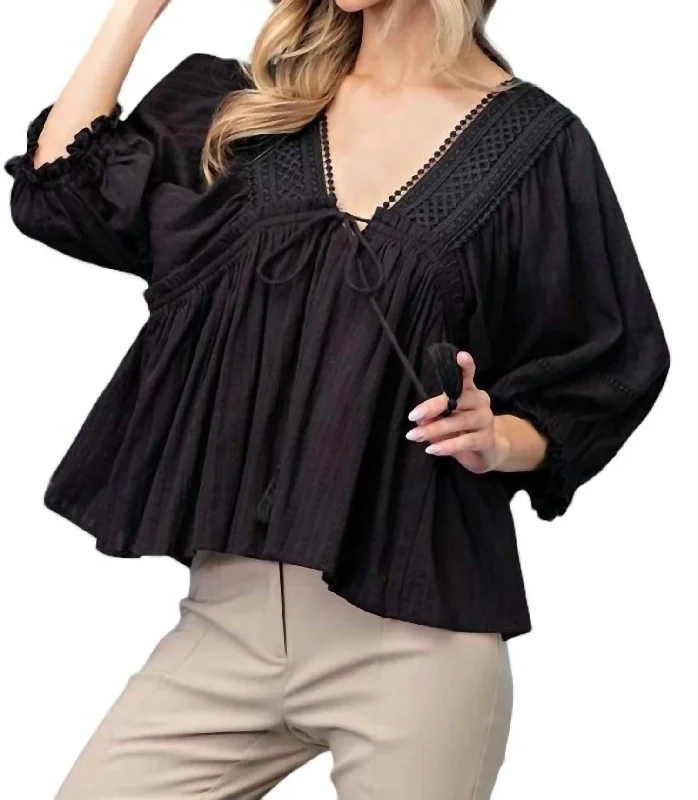 Clothing Brands Dani Date Night Top In Black