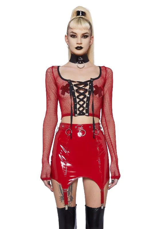 Wardrobe Refresh Meet And Greet Fishnet Top- Red