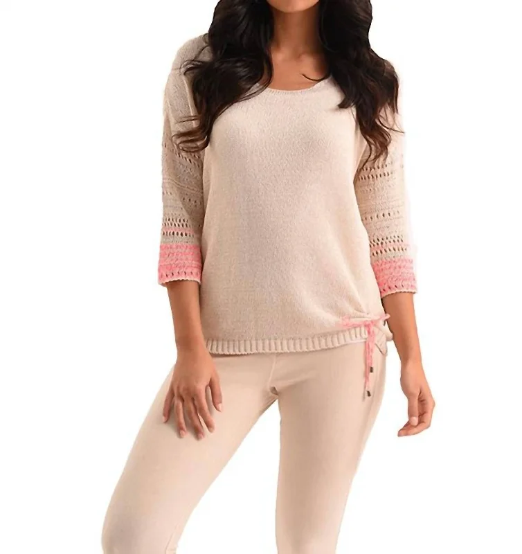 Trendsetting Threads Sloane Crochet Top In Beige