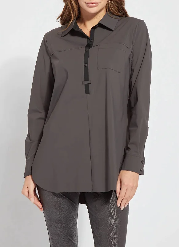 Fashionable Casual Tops Lydia Pull Over Top In Solid Charcoal