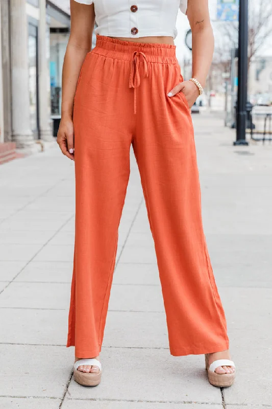 Trendy Aesthetics About Time Rust Pull On Pants FINAL SALE