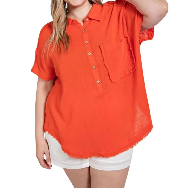 Trendy Attire For Her Cut Edge Dolman Sleeve Top In Tomato