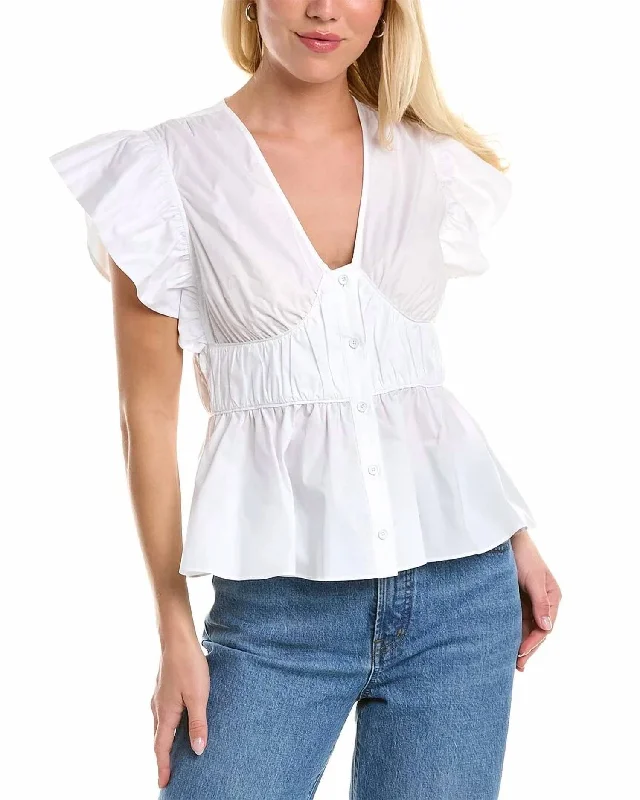 New Arrivals Roselyn Ruffle Sleeve Top In White