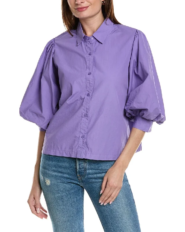 Women's Clothing Sale Online Stateside Heavy Poplin Puff Sleeve Shirt