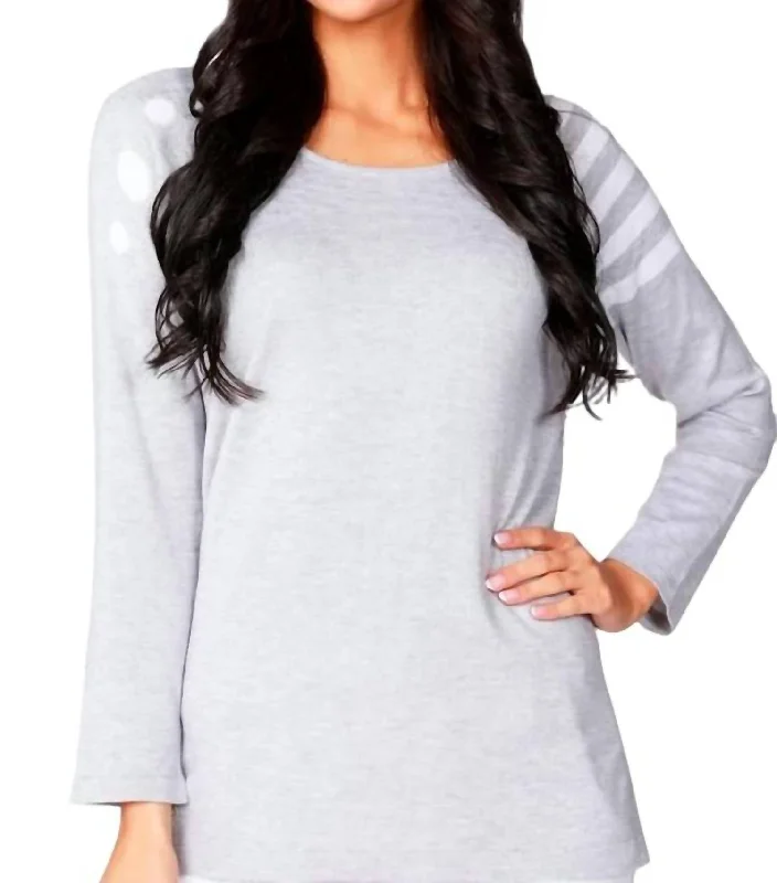 Fashion Essentials Dot Stripe Scoop Top In Silver/white