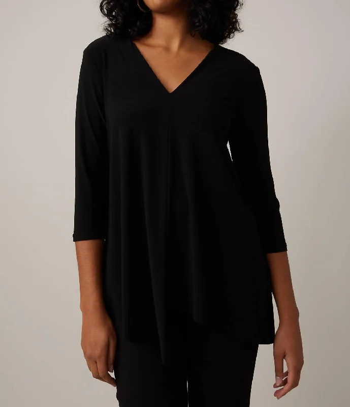 Fashionable Tops for Women Asymmetric Hem Top In Black