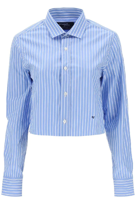 Forward Trendsetter Homme Girls Women's Cropped Striped Poplin Shirt