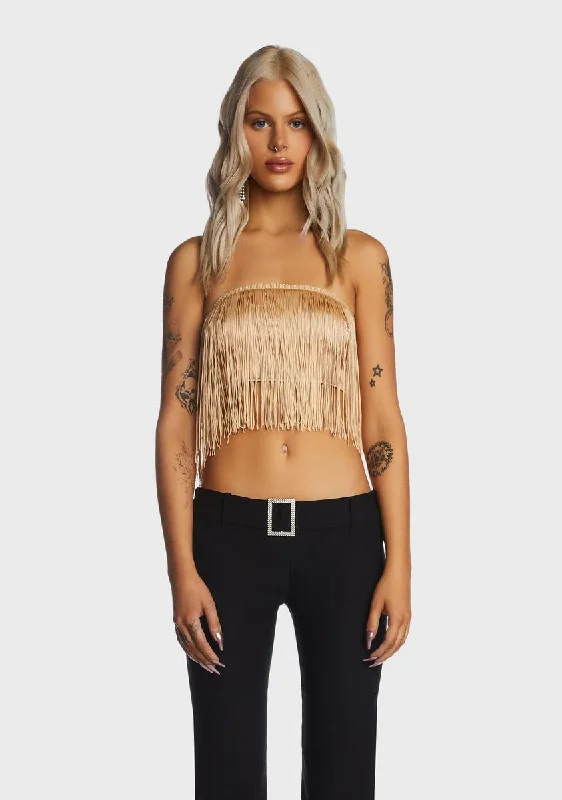 Online Shopping Boutiques Gilded Roaring Daze Fringe Top