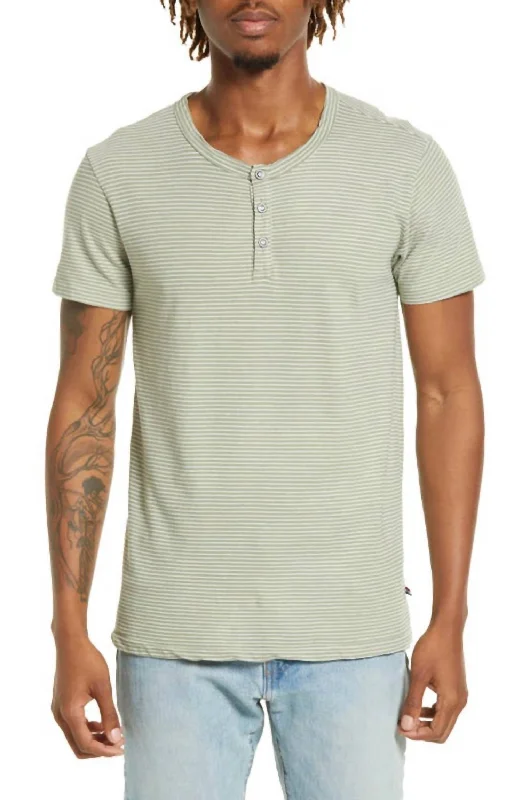 Mega Sale Stripe Henley Top In Cactus