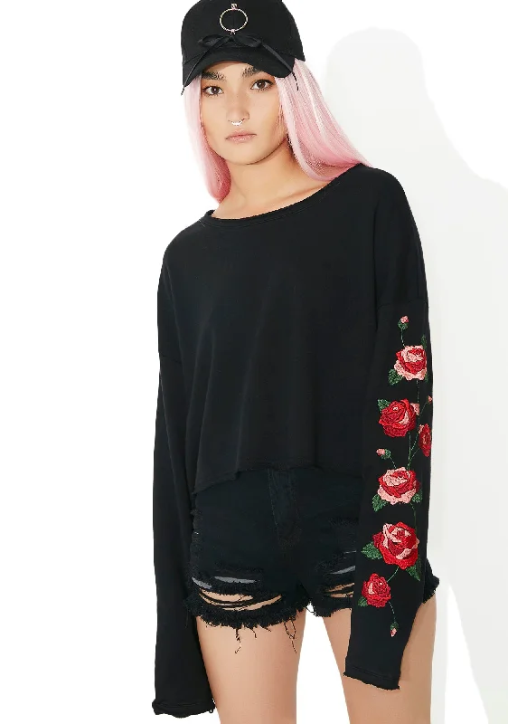 Street Style Fashion Among The Roses Embroidered Top